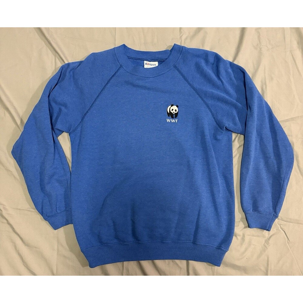 Vintage 90s 80s Hanes WWF World Wildlife Fund Crewneck Sweatshirt Mens Medium
